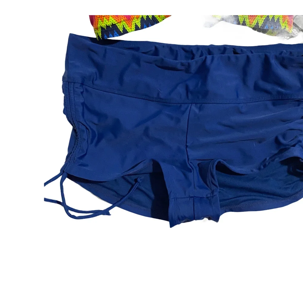 NWT Sketchers 2pc Swimsuit Womens Large Bandeau Racerback Bikini Top Swim Shorts - Picture 2 of 12
